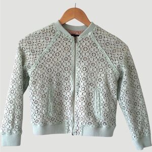 Victoria Beckham Pastel Mint Lace Bomber Jacket